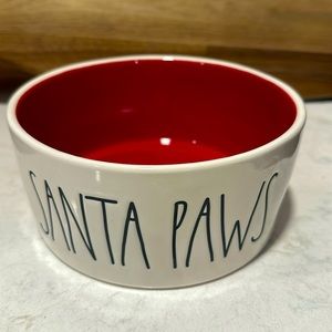 RAE DUNN Santa Paws Pet Bowl with Red Interior